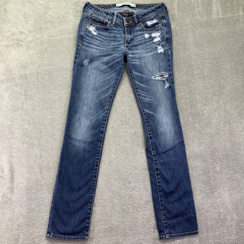 Abercrombie Fitch‎ Kids Girls Distressed Blue Denim Jeans Size 0S W25 L31